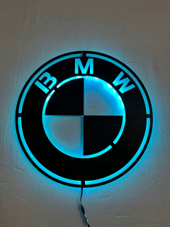Obraz - Drevený obraz s logom BMW LED NOČNÁ LAMPA